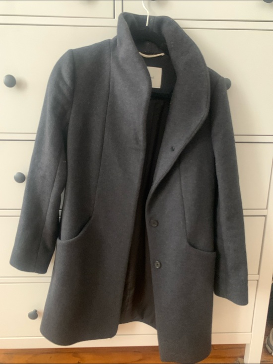 Aritzia Jackets & Blazers - Aritzia Dark Gray Wool Medium Length Cocoon Coat with Stand Collar